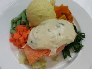 Salmon with White Sauce Plated